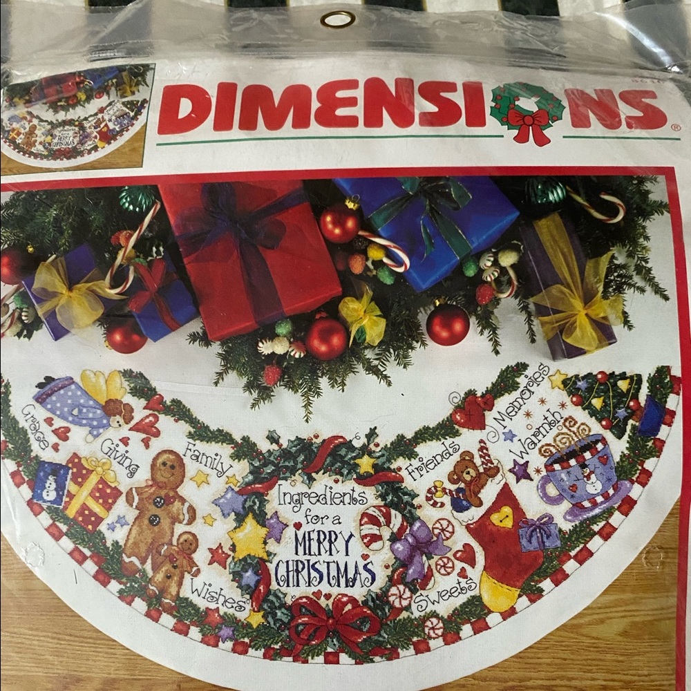 Holiday Cross Stitch-Rare CHRISTMAS INGREDIENTS TREE SKIRT by Dimensions